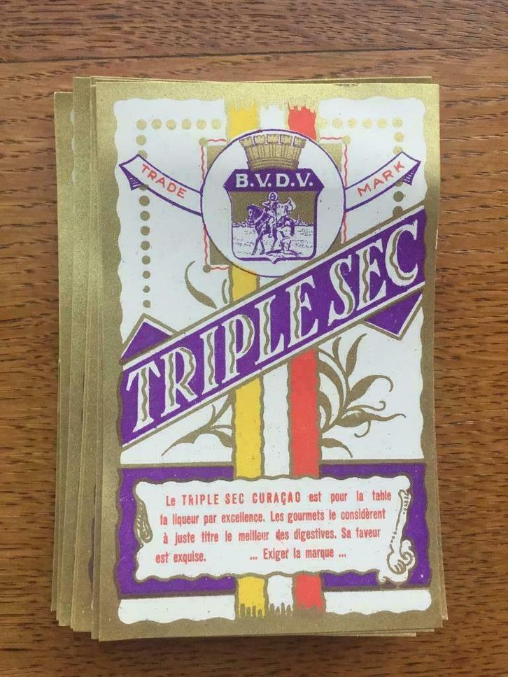 103 Triple Sec Curaçao etiketten,  Litho Myncke, B.V.D.H., Verzamelen, Wijnen, Nieuw, Overige typen, Overige gebieden, Ophalen of Verzenden