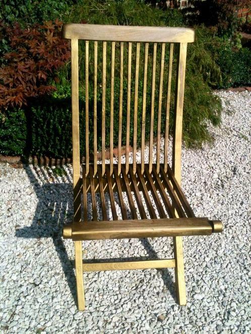 Oude stoel volledig in hout Gerestaureerd in goudpatina, Huis en Inrichting, Stoelen, Zo goed als nieuw, Eén, Hout, Overige kleuren