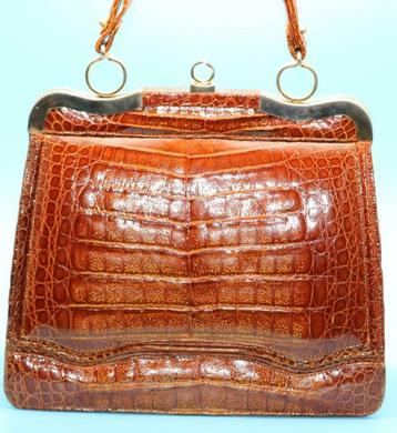 Sac à main en cuir de crocodile véritable, Enlèvement ou Envoi, Comme neuf, Brun, Sac à main