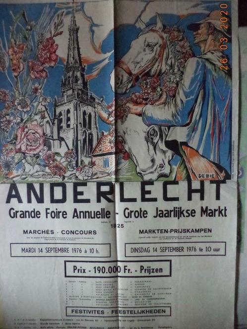 Affiche: Anderlecht: Grote Jaarlijkse Markt 14 sept. 1976., Divers, Drapeaux & Banderoles, Utilisé, Enlèvement ou Envoi