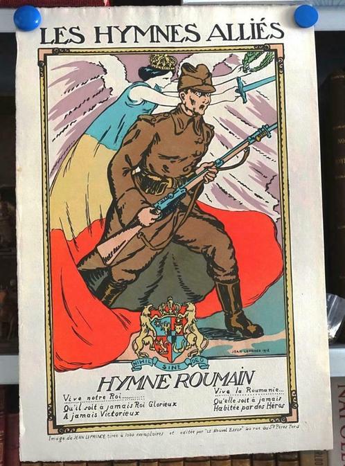 Les Hymnes Alliés Hymne Roumain 1916 1/1000 ex Leprince WO 1, Antiek en Kunst, Kunst | Litho's en Zeefdrukken, Ophalen of Verzenden