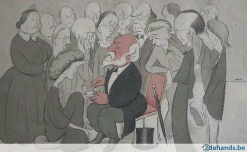 karikatuur Max Beerbohm (1872-1956) Robert Browning, Antiek en Kunst, Kunst | Overige Kunst, Ophalen of Verzenden