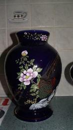 2 vases avec motif floral et oiseau, Maison & Meubles, Accessoires pour la Maison | Vases, Comme neuf, Bleu, Moins de 50 cm, Enlèvement ou Envoi