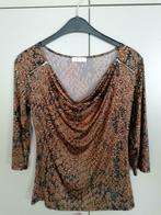 Blouse/shirt bruin-zwart-goud met driekwartmouw, Fifilles Paris, Ophalen of Verzenden, Zo goed als nieuw, Maat 36 (S)