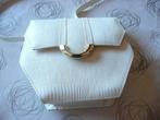Vintage witte, lederen handtas, Handtassen en Accessoires, Tassen | Damestassen, Gebruikt, Wit