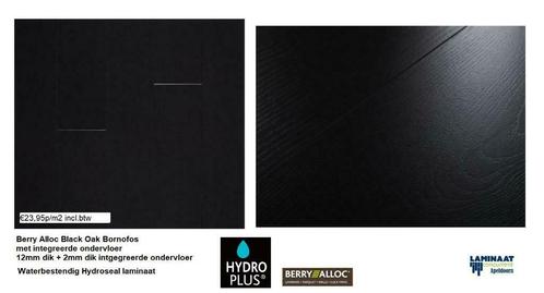 12mm dik Waterbestendig Laminaat Zwart Oak met ondervloer, Maison & Meubles, Ameublement | Revêtements de sol, Neuf, Aggloméré