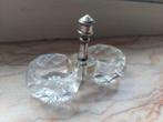 Saleron salière pour deux convives en cristal/métal argenté, Antiquités & Art, Enlèvement ou Envoi