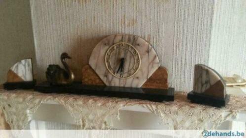 Schouwgarnituur / uurwerk / marmer / ZWAAR!!, Antiek en Kunst, Curiosa en Brocante, Ophalen