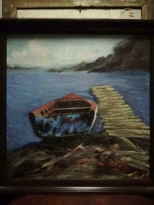 * A Leroy: schilderij: Verlaten, Antiek en Kunst, Kunst | Schilderijen | Klassiek, Ophalen of Verzenden