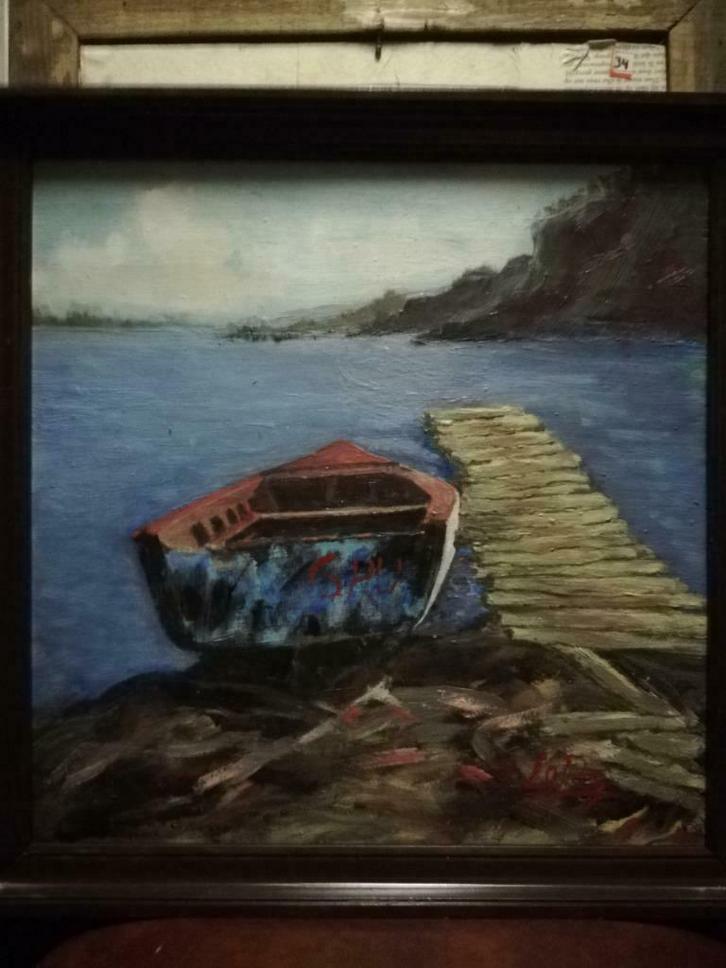 * A Leroy: schilderij: Verlaten, Antiek en Kunst, Kunst | Schilderijen | Klassiek, Ophalen of Verzenden