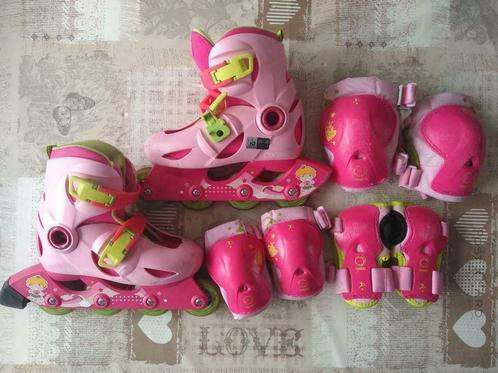 Rollerblades Oxelo roze maat 28-30 + bescherming, Kinderen en Baby's, Speelgoed | Buiten | Rolschaatsen, Gebruikt, Ophalen of Verzenden