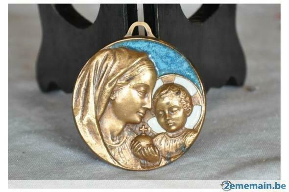 §  grande medaille religieuse bronze et émaux, Collections, Enlèvement ou Envoi, Utilisé