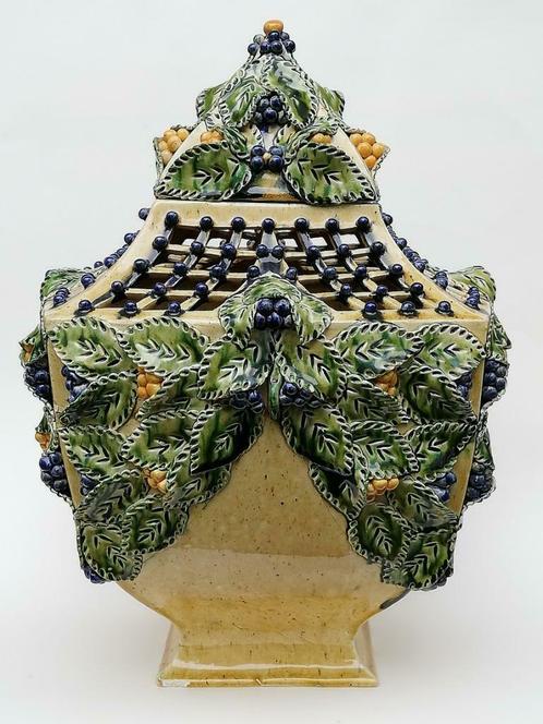 Mooie dekselvaas in Torhouts aardewerk - Marie-José Maes, Antiek en Kunst, Curiosa en Brocante, Ophalen
