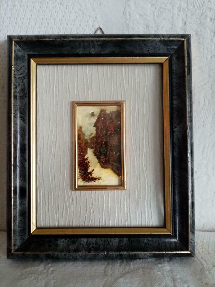 Italiaans miniatuur schilderij in sterling zilver 15.50 / 12, Antiek en Kunst, Kunst | Schilderijen | Modern, Ophalen of Verzenden