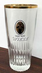 bier brouwerij glas Van Roy Wieze geribd goudkleurig embleem, Enlèvement ou Envoi, Comme neuf
