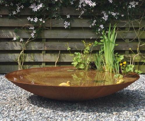 cortenstaal waterschaal (ook in antraciet zwart gecoat), Tuin en Terras, Waterpartijen en Fonteinen, Nieuw, Overige typen, Overige materialen
