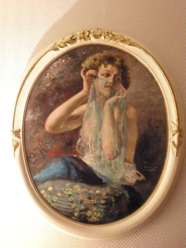 Raymond Charlot (  olie op doek met originele ovale kader, Antiek en Kunst, Kunst | Schilderijen | Klassiek, Ophalen