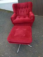 vintage fauteuil zetel relax + poef 60er jaren, Maison et Meubles, Enlèvement ou Envoi