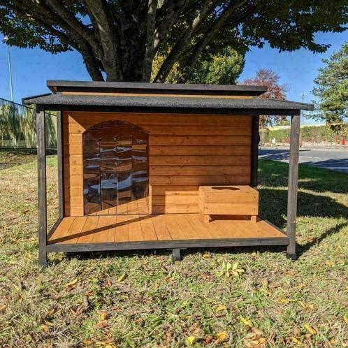 Niche XXL avec terrasse couvert niche xxl abri chien cabane, Dieren en Toebehoren, Hondenhokken, Nieuw, Verzenden