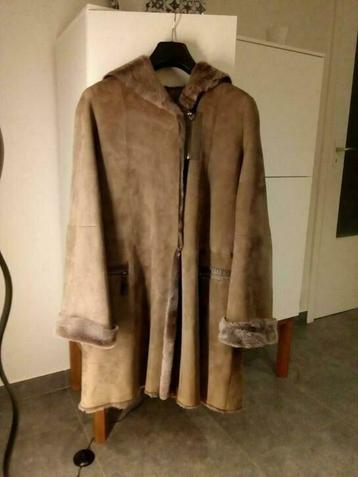 Schaapslederen jas grijs met kap. Bijna nooit gedragen., Princesse Antwerp, Taille 38/40 (M), Gris, Comme neuf