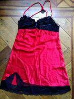 Nieuw: nachtkleedje rood met zwarte kant maat L, Kleding | Dames, Ophalen of Verzenden, Rood