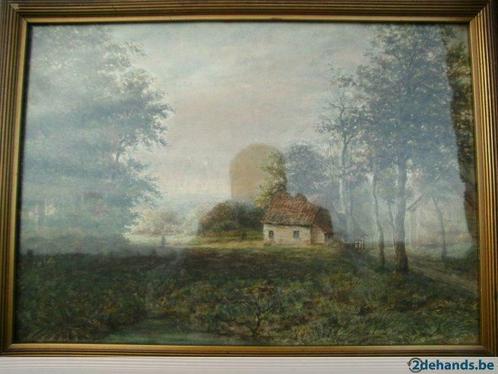 Kunst/Schilderij-Zomers landschap aan bosrand (S005), Antiek en Kunst, Kunst | Schilderijen | Modern, Ophalen