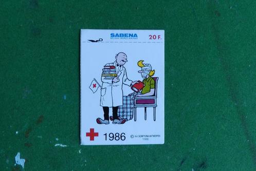 Oude Rode Kruis Sticker 1986 Suske en Wiske, Sabena, Collections, Autocollants, Utilisé, Bande dessinée ou Dessin animé, Enlèvement ou Envoi