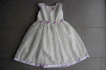 Feestkleedje-gebroken wit+pastel afwerking+bloemetjes-5jaar beschikbaar voor biedingen
