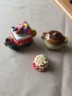 Miniatuur verjaardagstaart,  kookpot en auto, Verzamelen, Zo goed als nieuw, Ophalen