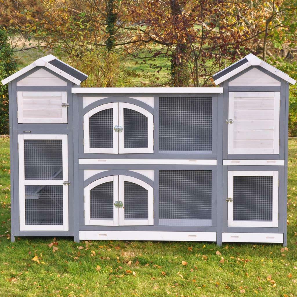 Clapier Palace gris et blanc clapier double clapier XXL, Envoi, Neuf, Autres types