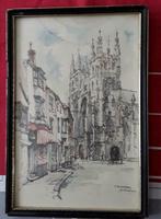 Ets Canterbury door Jan Korthals (1916-1972), Antiek en Kunst, Ophalen of Verzenden