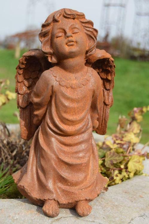 Ange,angelot en fonte patinée, Jardin & Terrasse, Statues de jardin, Utilisé, Ange, Autres matériaux, Enlèvement ou Envoi