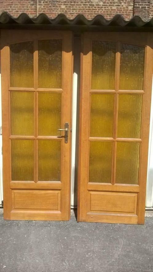 Doubles portes en chêne, Bricolage & Construction, Fenêtres & Moustiquaires, Utilisé, Porte intérieure, 200 à 215 cm, Moins de 80 cm