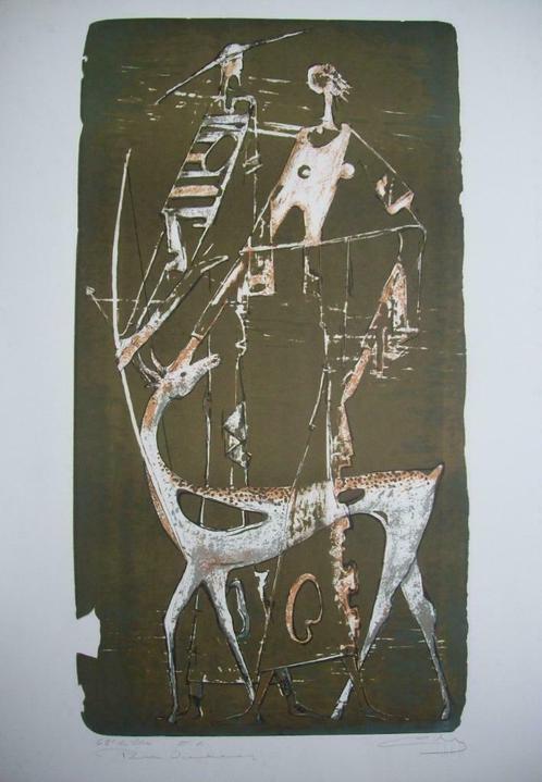 "La chasse - Lithographie 69 " - Remy Cornelissen, Antiquités & Art, Art | Lithographies & Sérigraphies, Enlèvement ou Envoi