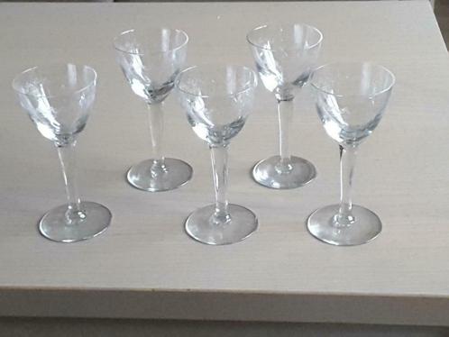 Set van 5 antieke kristallen likeurglaasjes, Antiek en Kunst, Antiek | Servies los, Ophalen of Verzenden