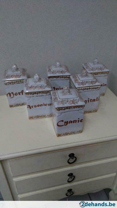 serie 6 kruidenpotten vierkant, Antiek en Kunst, Antiek | Keukengerei