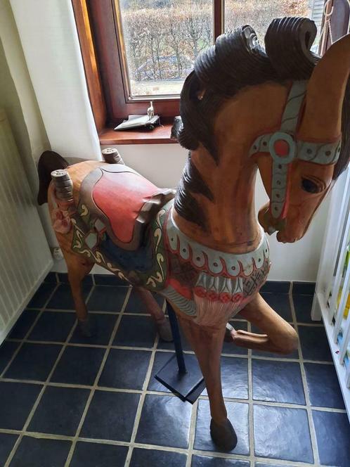 Antiek houten paard van draaimolen., Antiek en Kunst, Curiosa en Brocante, Ophalen of Verzenden