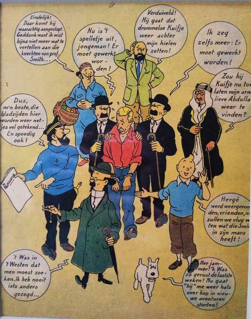 Oude print van Hergé Kuifje, Collections, Personnages de BD, Comme neuf, Tintin, Enlèvement ou Envoi