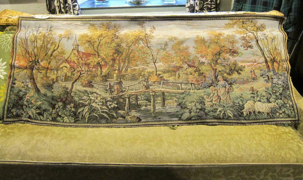 Tapisserie murale champêtre, chapelle paysage bucolique, Antiquités & Art, Art | Autres Art, Enlèvement