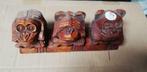 totem des 3 singes en bois de suar, Antiquités & Art