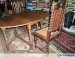 oude klaptafel en stoelen in eik : prima staat !