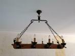 Lustre rustique médiéval bois et fer forgé, Ophalen, Gebruikt, Metaal