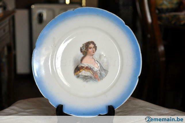 assiette tour bleu femme au centre, Ophalen of Verzenden