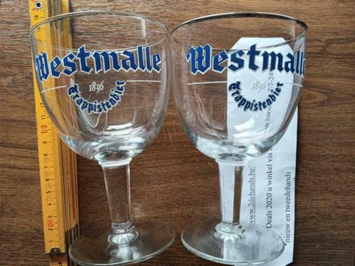 een Wrok beroemd ② 2x bierglas Belgian WESTMALLE old/oud blauw — Marques de bière — 2ememain