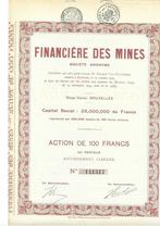 Financière des Mines - 1925, Timbres & Monnaies, 1920 à 1950, Action, Envoi