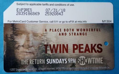 MTA Metrocard (New York): Twin Peaks (limited Edition 2017), Verzamelen, Overige Verzamelen, Nieuw, Ophalen of Verzenden