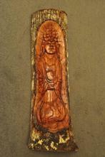 masque bouddha sculpté dans un tronc de jumpinis, Antiquités & Art, Art | Sculptures & Bois, Envoi