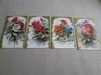 4 vintage postkaartjes met bloemen, Verzenden