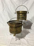 2 Kopere theelicht verwarmers, koffie/thee kan verwarmers, Antiek en Kunst, Ophalen of Verzenden, Koper