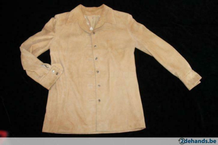 Beige daim jasje, recht hemd model, 'Lamon-Nuytens', M:42,, Kleding | Dames, Jassen | Winter, Gedragen, Maat 42/44 (L), Beige